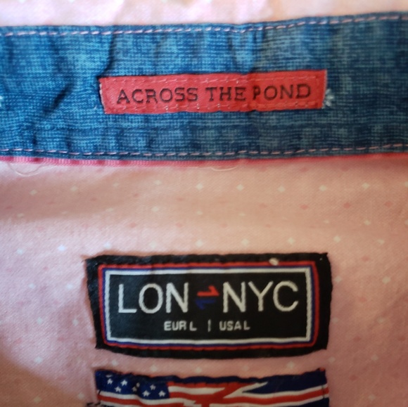 LON NYC Mens Pink/ white dotted Short Sleeve Shirt - Picture 5 of 6